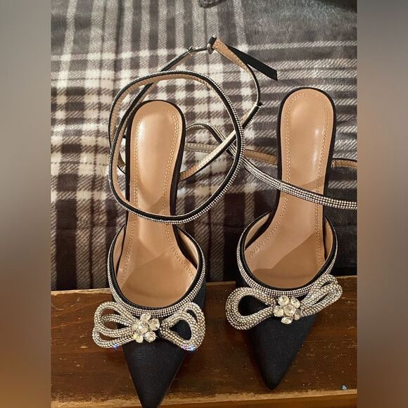 Frankie Hsu Stiletto High Heeled Pumps Sandals, Crystal Rhinestone - Picture 8 of 8